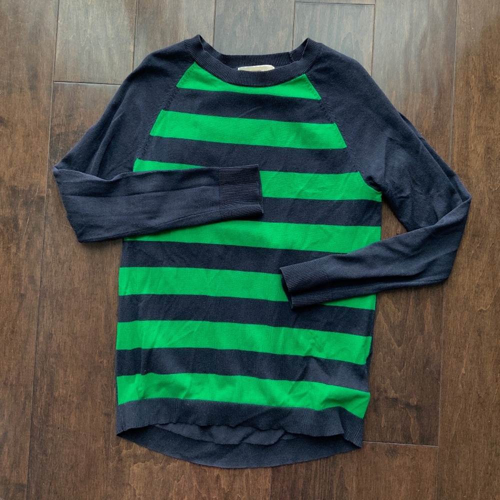 MICHAEL KORS Sweater Green and Navy Blue Striped. Size XS.